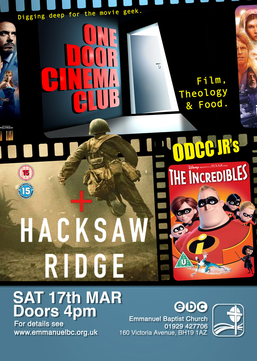 Hacksaw Ridge at Emmanuel Baptist Church Poster of One Door Cinema Club Event presenting Hacksaw Ridge at Emmanuel Baptist Church on 20/01/2018